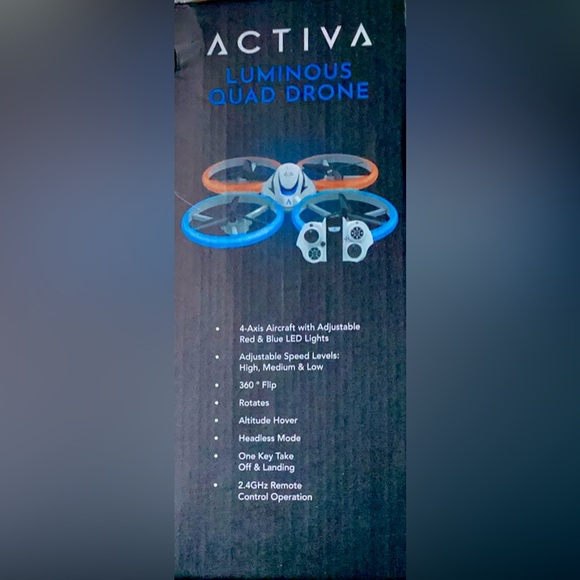 Brand New Activa Luminous Quad Drone Gyroscope System & Adjustable Speed - Picture 2 of 3